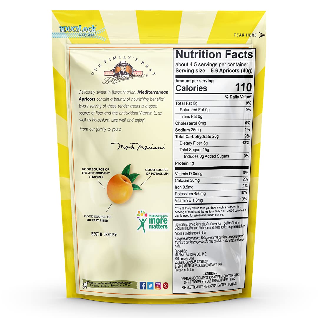 Organic Dried Mediterranean Apricots | 6oz Resealable Bag (Pack of 4) | Gluten-Free, No Sugar Added | Healthy Snack for Hiking, Baking & Kids Lunch Boxes