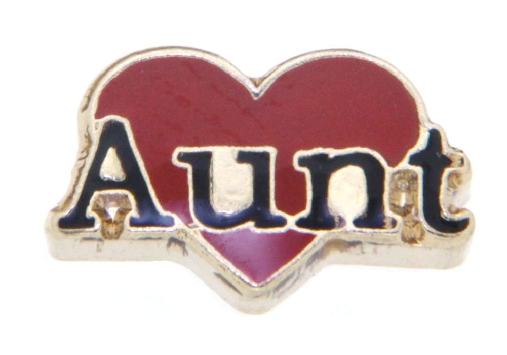 Aunt Red Heart Floating Locket Charm Necklace - Elegant Memorial Jewelry for Women - Perfect for Ashes, Keepsakes & Remembrance Gifts