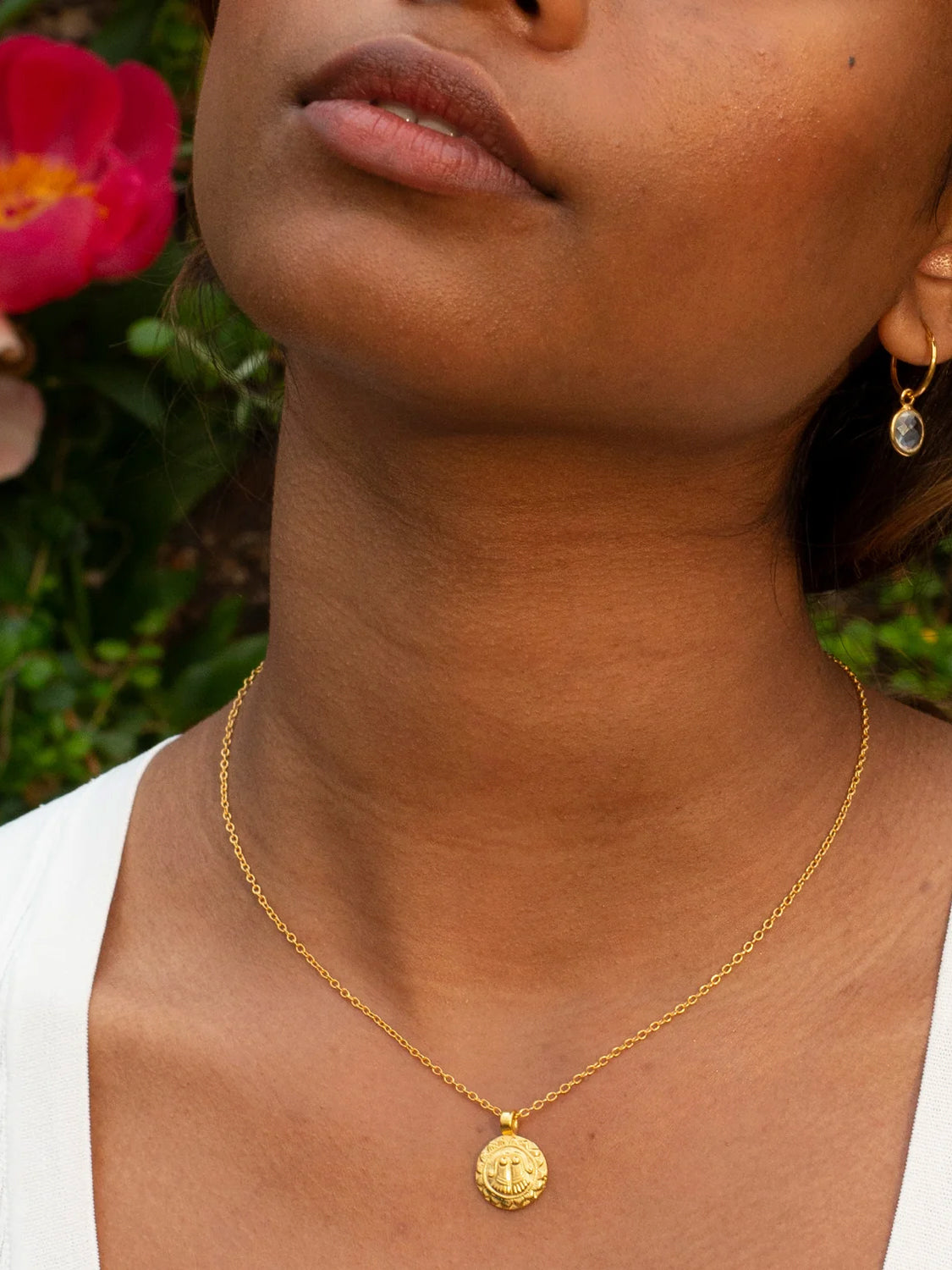 Goddess Protection Pendant Necklace with Rose Quartz Power Stone - Gold Jewelry for Women | Spiritual Healing, Positive Energy & Everyday Wear