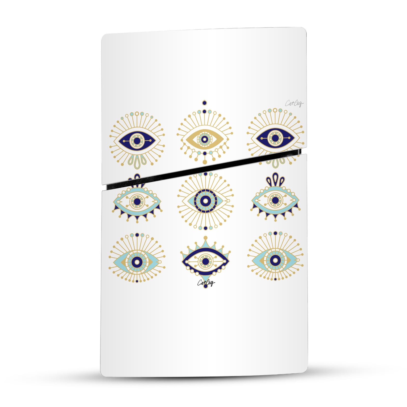 Official Cat Coquillette Blue Gold Mix Art Vinyl Sticker Skin Compatible with Sony PlayStation 5 PS5 Slim Digital Edition Console & DualSense Controller - Gaming Accessories for Customization & Protection