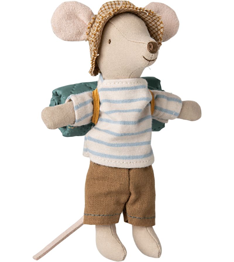 Maileg Big Brother Hiker Mouse Plush Toy - Adorable Collectible Stuffed Animal for Kids & Adults | Perfect for Nursery Decor, Gift Giving & Travel Companions