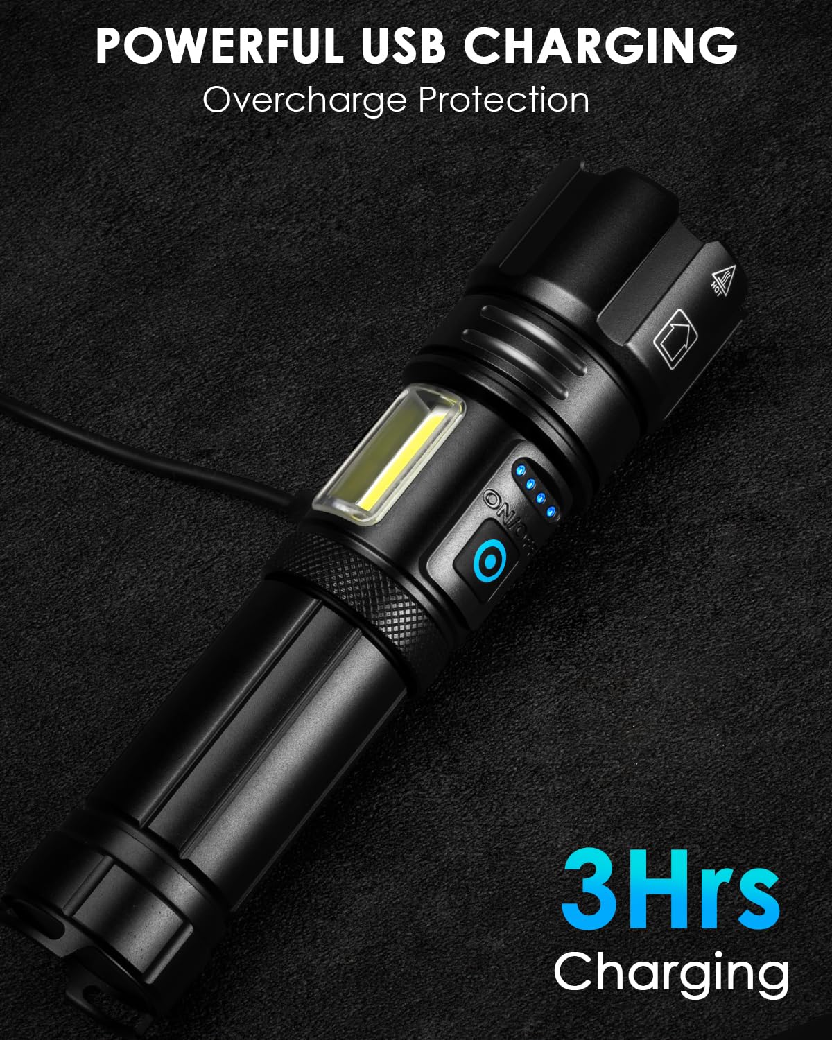 Rechargeable High Lumens Flashlight - 990000 Lumens Ultra Bright LED Flashlight with 15 Hours Runtime, IPX7 Waterproof, 7 Modes for Camping, Hiking, Emergency & Home Use