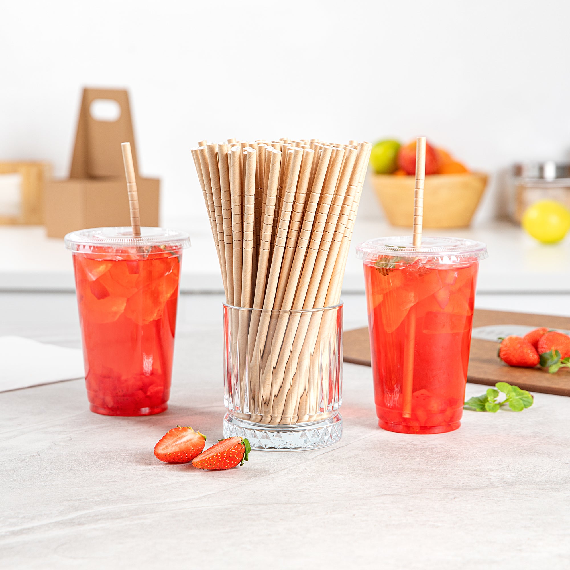 Eco-Friendly Kraft Paper Bendable Straws - Biodegradable, Unwrapped, 6mm x 7 3/4