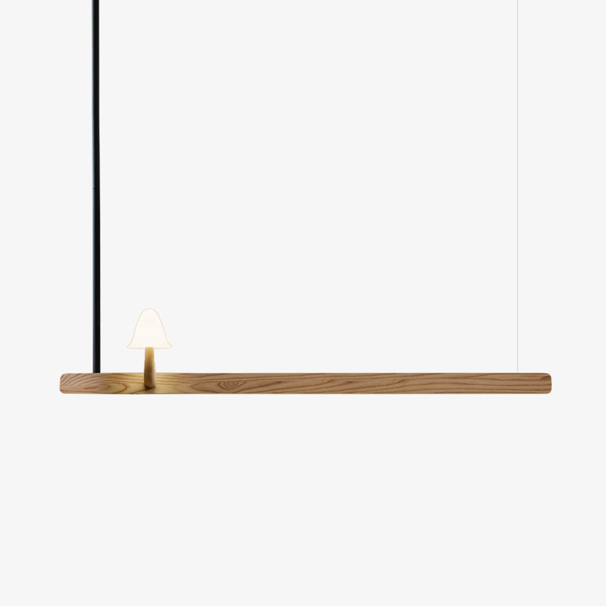 Elegant Mushroom Beam Chandelier - Modern Rustic Wood Ceiling Light Fixture for Dining Room, Bedroom, or Living Room Decor