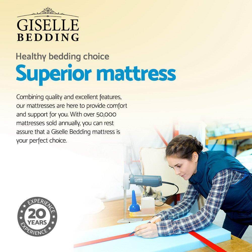 King Size Tarcoola Grey Bed & Normay Pillow Top Mattress - Medium Firm Support for Back Pain Relief - Perfect for Master Bedroom, Guest Room & Apartment Sleeping