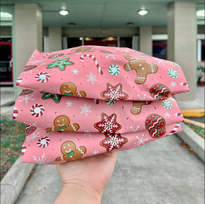 Baking Spirits Bright 10x13 Inch Poly Mailers - Durable Shipping Envelopes for Ecommerce, Small Business & Holiday Packages - Perfect for Baking Kits, Cookie Exchanges & Christmas Gifts