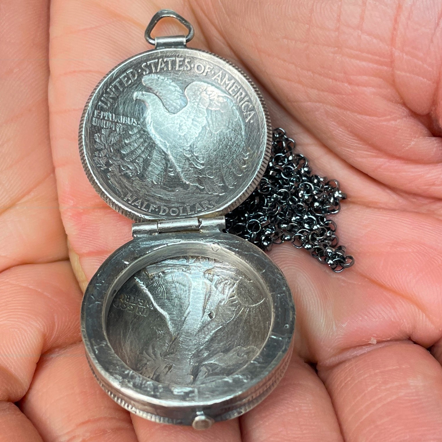 Vintage Walking Liberty Silver Locket Necklace - Perfect for Gifts, Collectibles & Everyday Jewelry