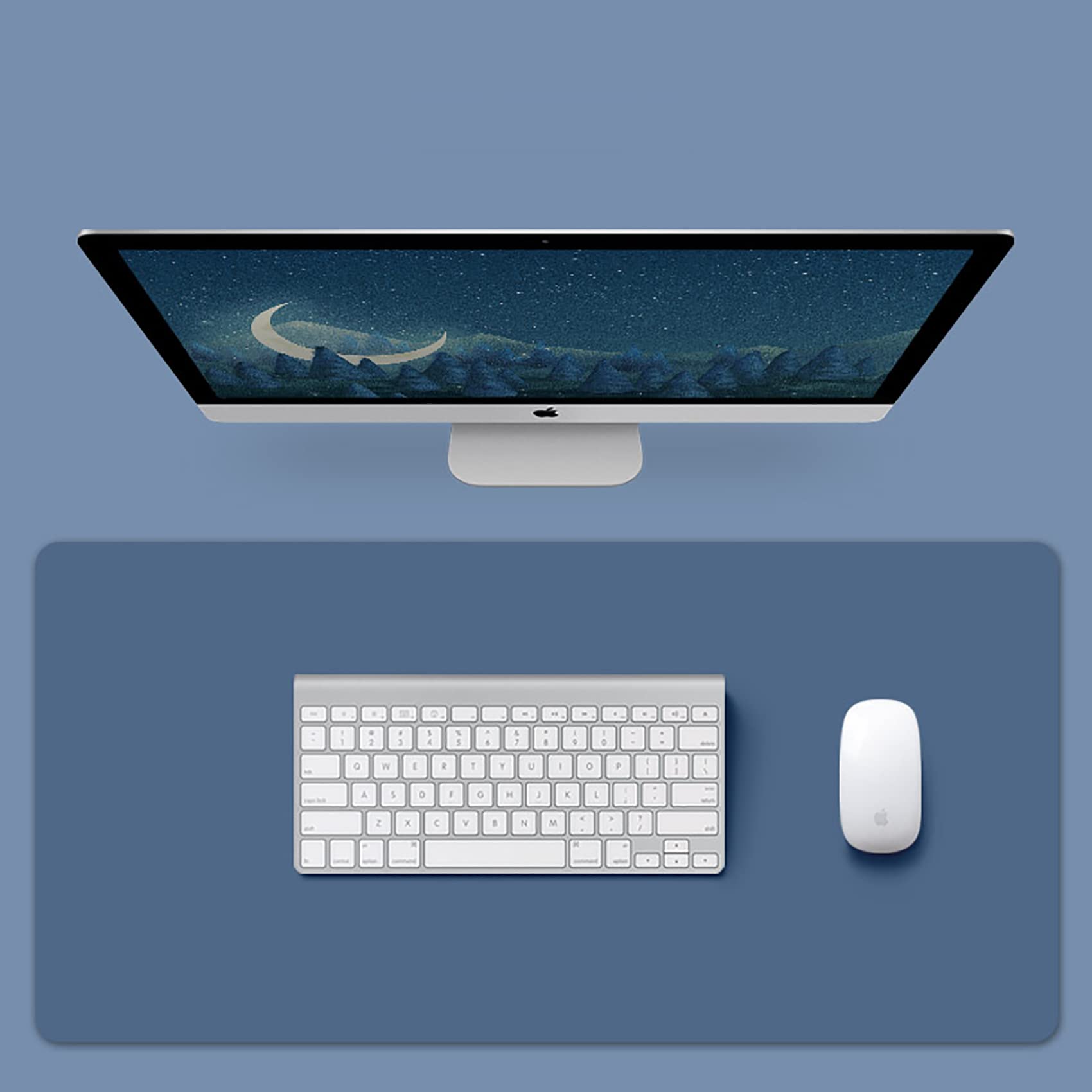Premium PU Leather Desk Mat - Waterproof Office Mouse Pad & Keyboard Protector (31.5x15.7 inch) for Gaming, Work & Home Office - Dark Blue Large Desk Cover for Computer, Laptop & Workspace