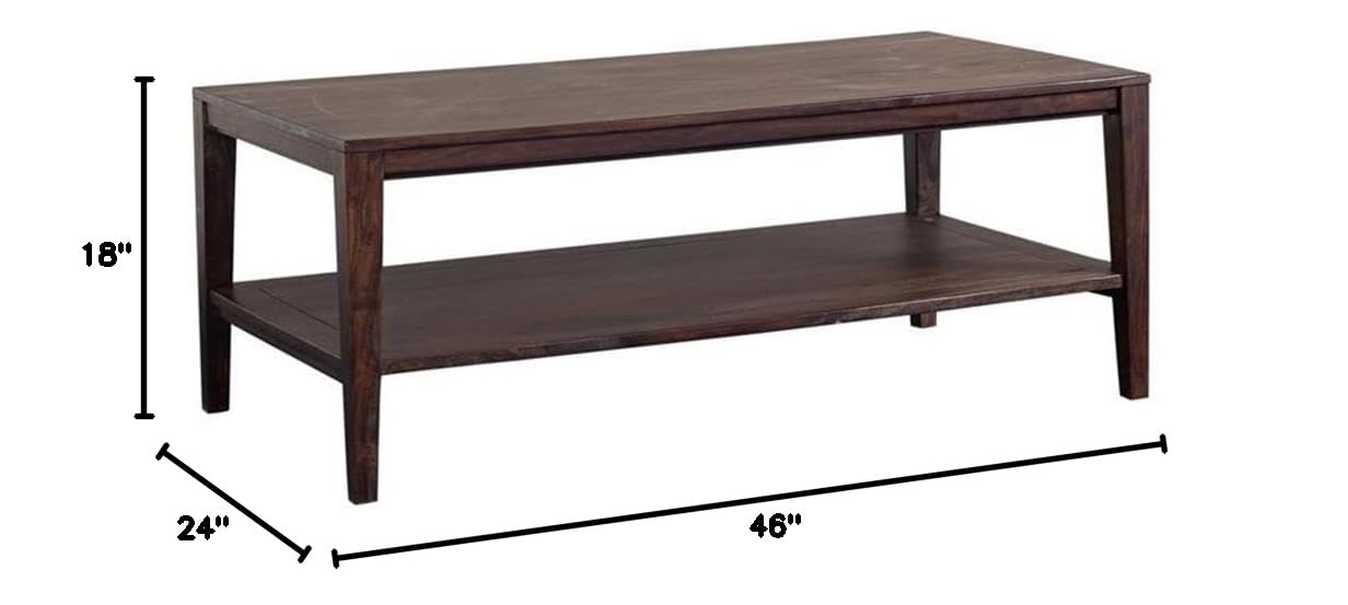 Solid Sheesham Wood Coffee Table - Modern Gray Finish | Handcrafted Wooden Coffee Table for Living Room, Lounge & Office | Durable & Stylish Home Decor