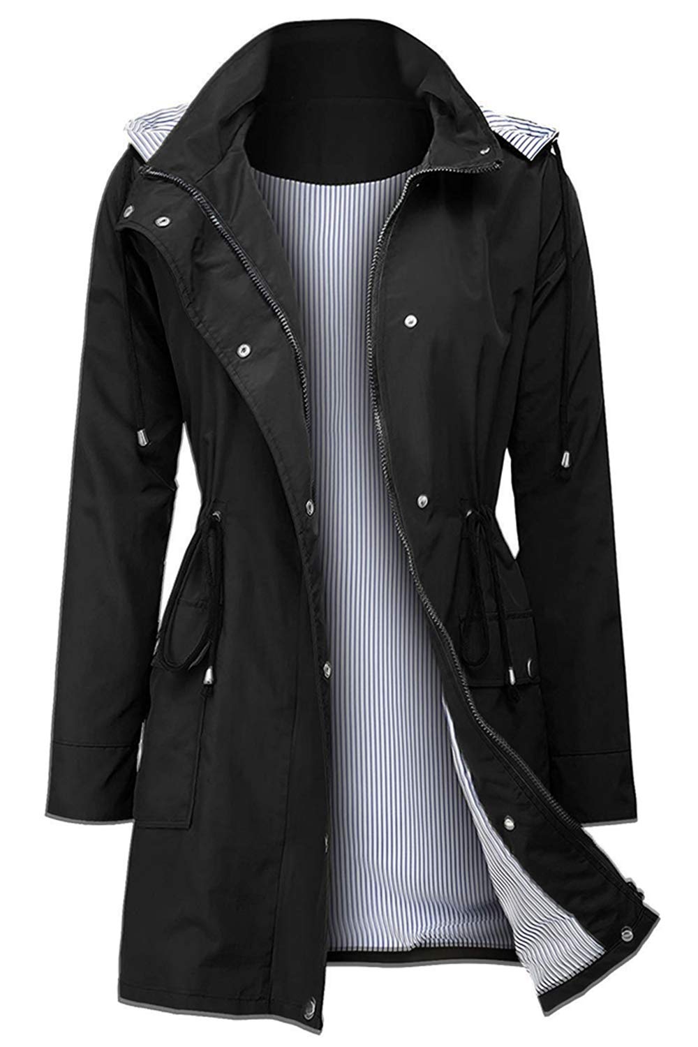 Arthas Women's Lightweight Waterproof Rain Jacket with Hood - Windproof Outdoor Trench Coat for Hiking, Travel & Daily Wear - Plus Size Raincoat for Women & Girls
