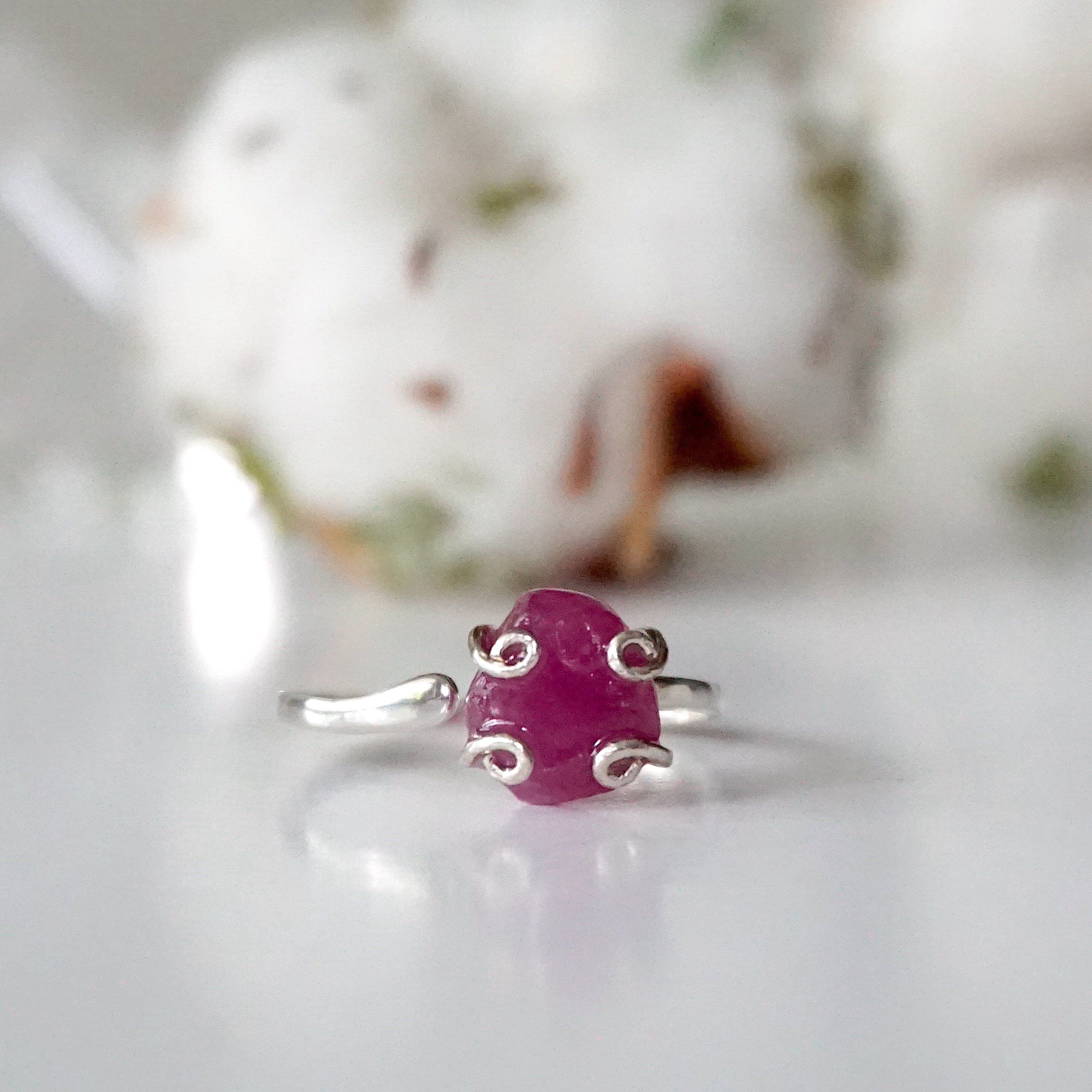 Natural Pink Ruby Ring for Women - Sterling Silver 925 Elegant Jewelry Gift for Birthday, Anniversary & Valentine's Day | Perfect for Evening Parties, Date Nights & Special Occasions