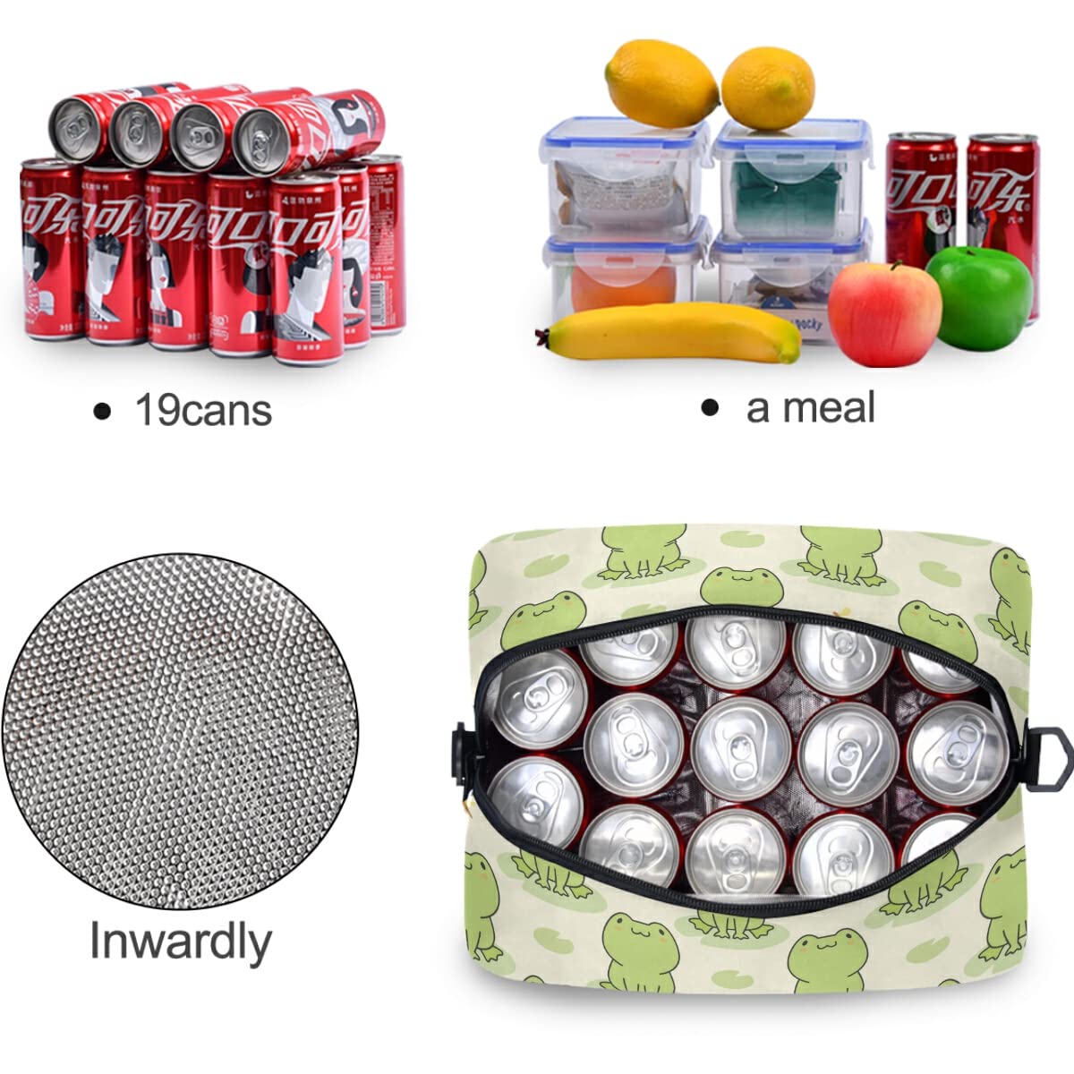 Insulated Lunch Bag with Cute Frog Design - Reusable Leakproof Cooler Tote for Women & Men - Perfect for Work, School, Picnics & Outdoor Activities