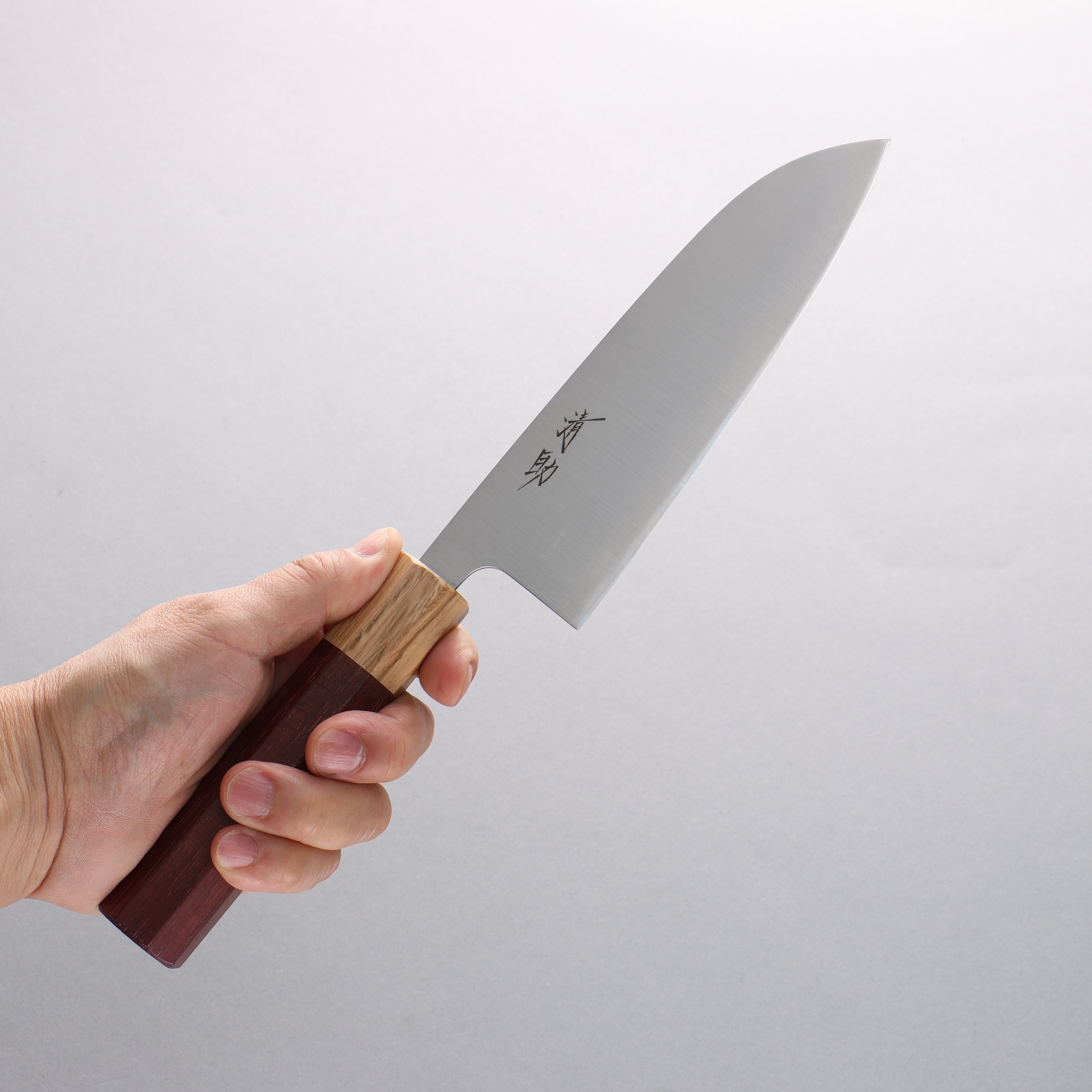 Premium 440C Stainless Steel Santoku Knife 165mm with Purpleheart & Oak Handle - Professional Japanese Kitchen Knife for Slicing, Dicing, and Chopping Vegetables, Meat, and Fish