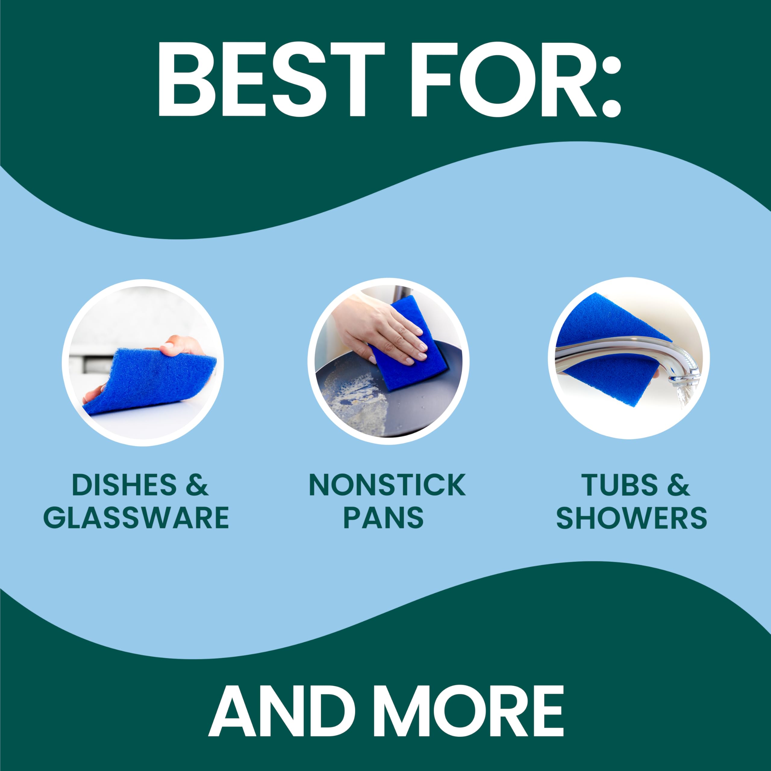 Scotch-Brite Zero Scratch Scrub Pads - 3 Pack for Dishes, Pans & Glass - Reusable & Durable for Kitchen & Bath Cleaning