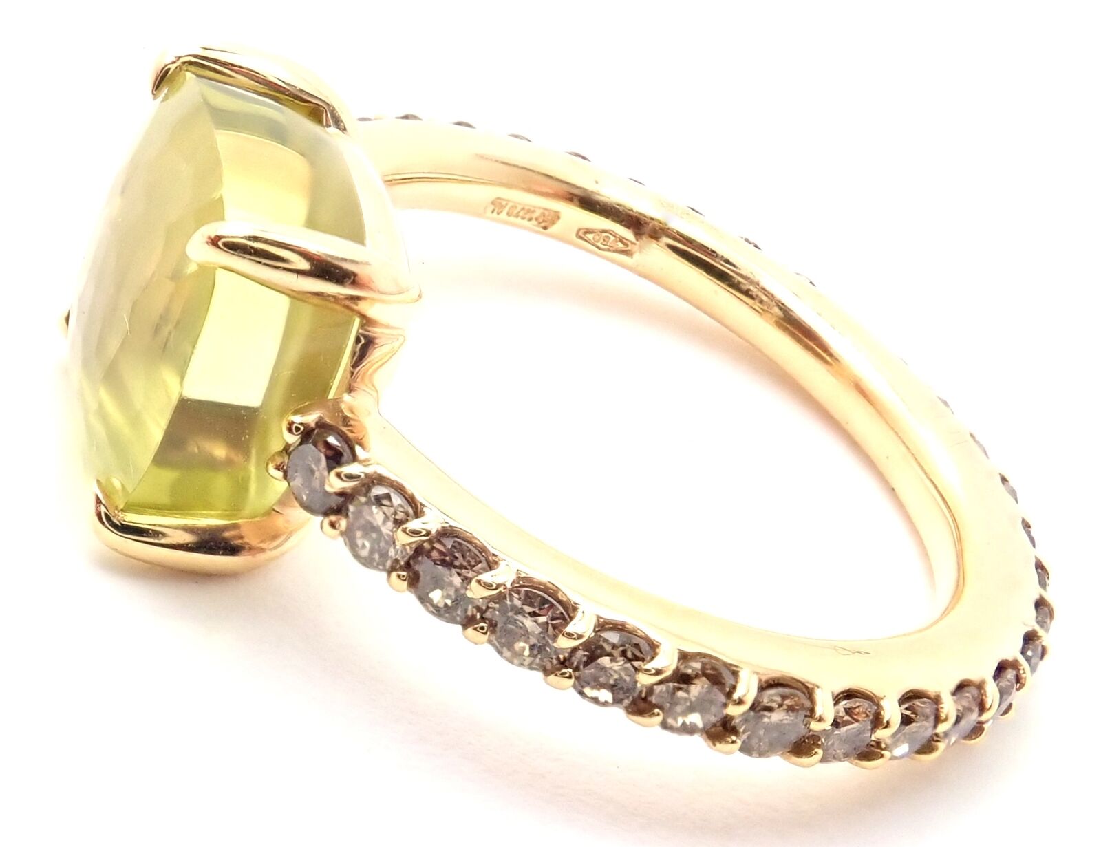 Authentic Pomellato Baby 18K Rose Gold Cognac Diamond Lemon Quartz Ring for Women - Elegant Jewelry Gift for Anniversary, Birthday & Special Occasions
