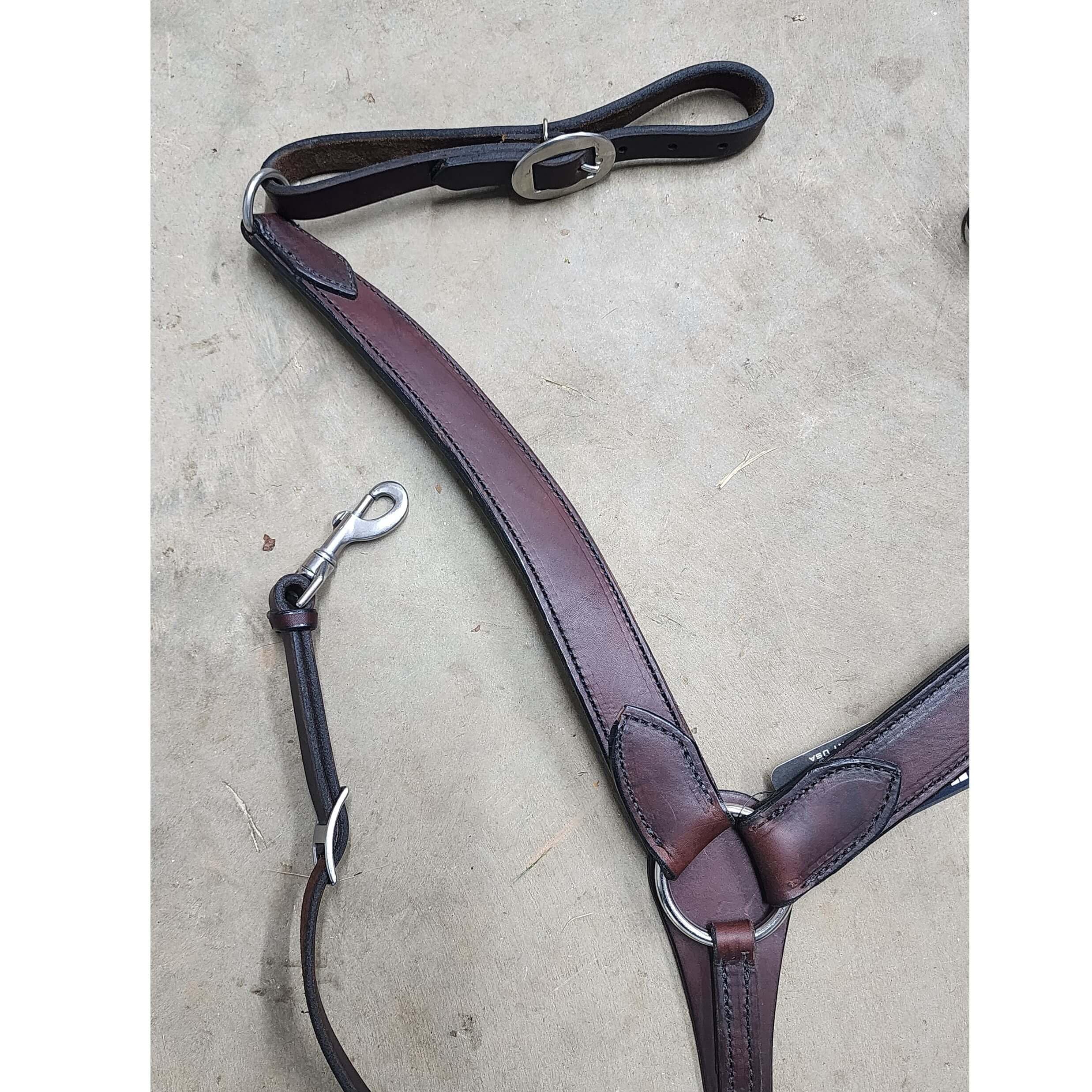 Premium Dark Oil Western Contoured English Bridle Leather Breast Collar for Horses - Durable Equestrian Tack for Trail Riding & Ranch Work