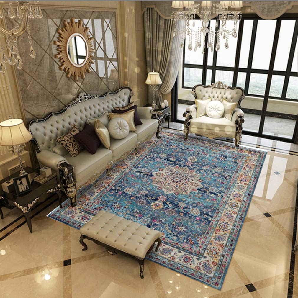 Premium Soft Isfahan Area Rug 5'x8' - Traditional Floral Fleece Carpet for Living Room, Bedroom & Nursery | Non-Slip Indoor Outdoor Runner Rug | Classic Persian Home Decor Mat for Cozy Spaces