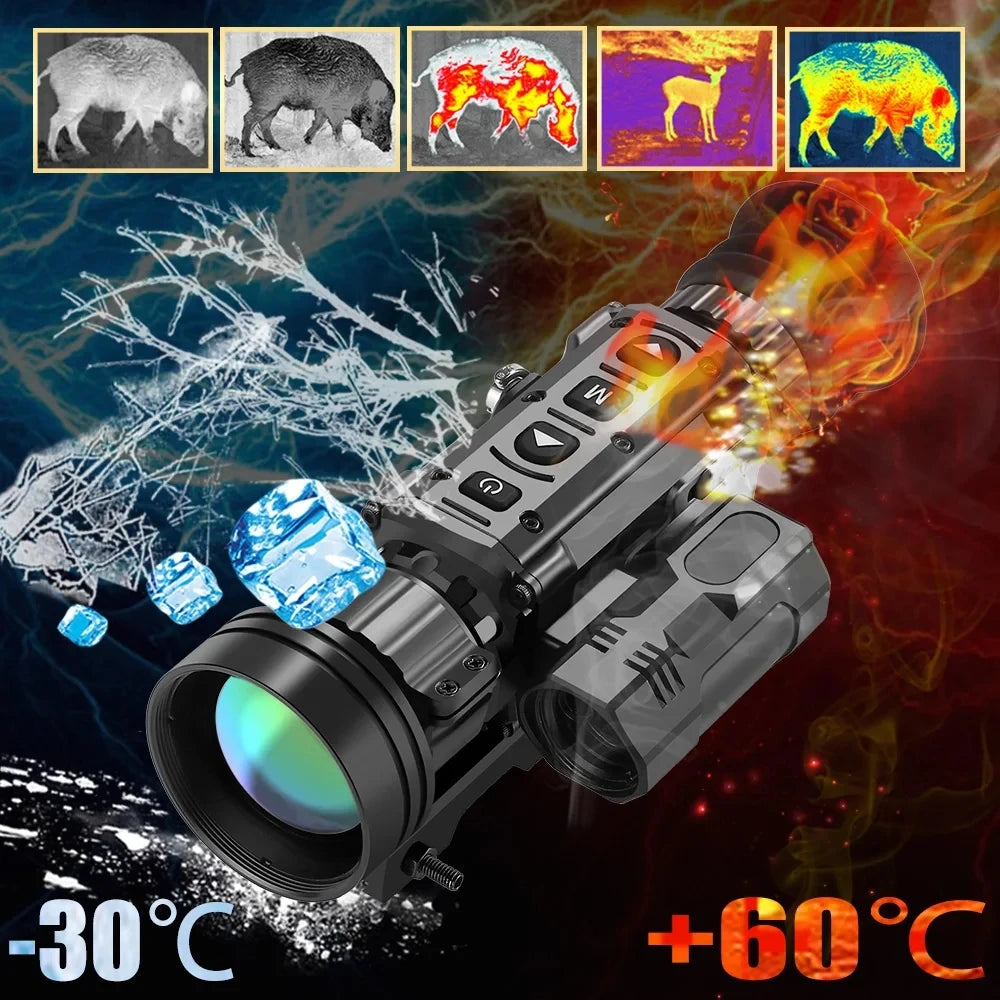 Thermal Imaging Monocular with Laser Rangefinder - IP67 Waterproof, Pseudo Color & Heat Detection - Perfect for Hunting, Wildlife Observation, and Security Surveillance