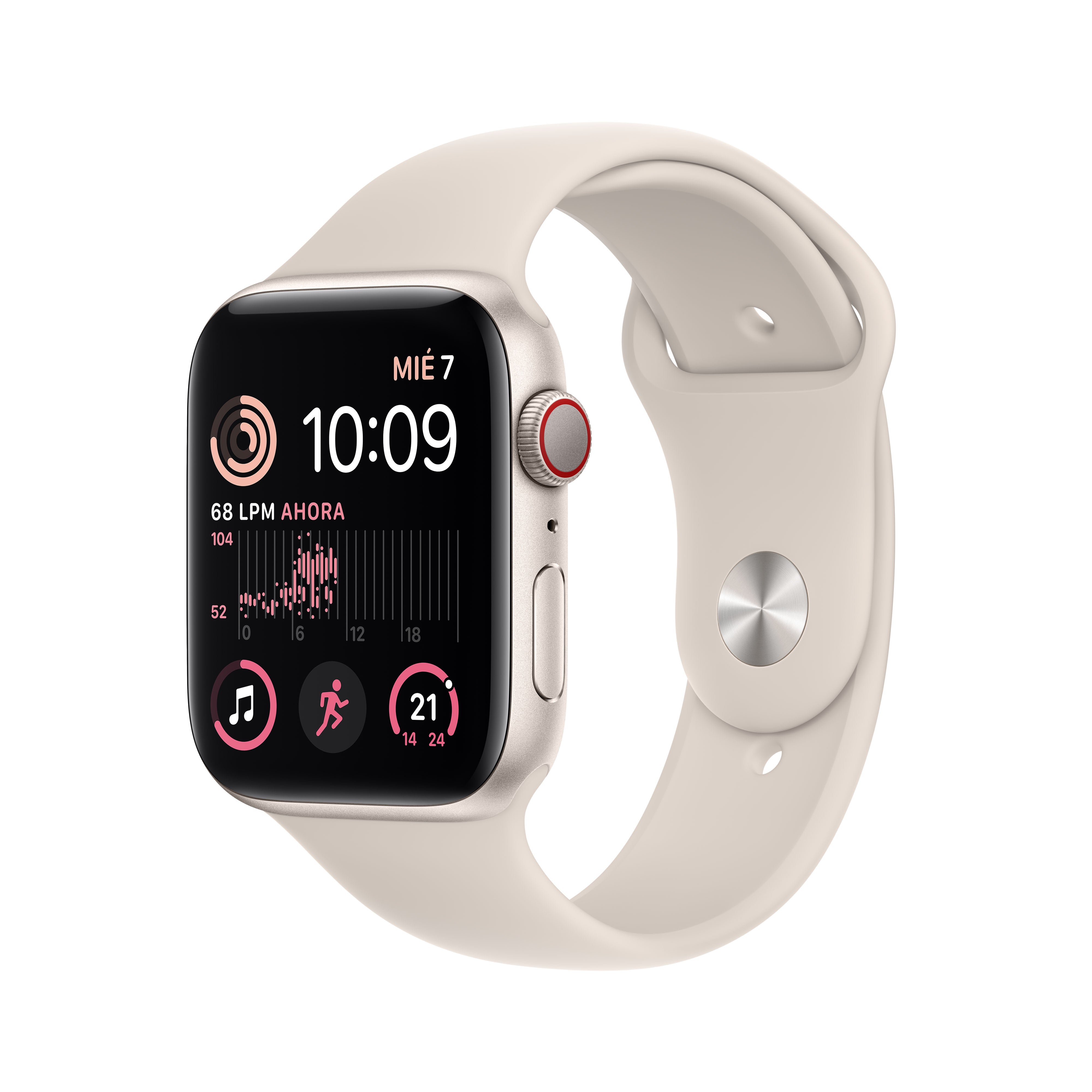 Apple Watch SE (GPS + Cellular) 44mm Aluminum Case with White Star Sport Band - Perfect for Fitness Tracking & Daily Wear