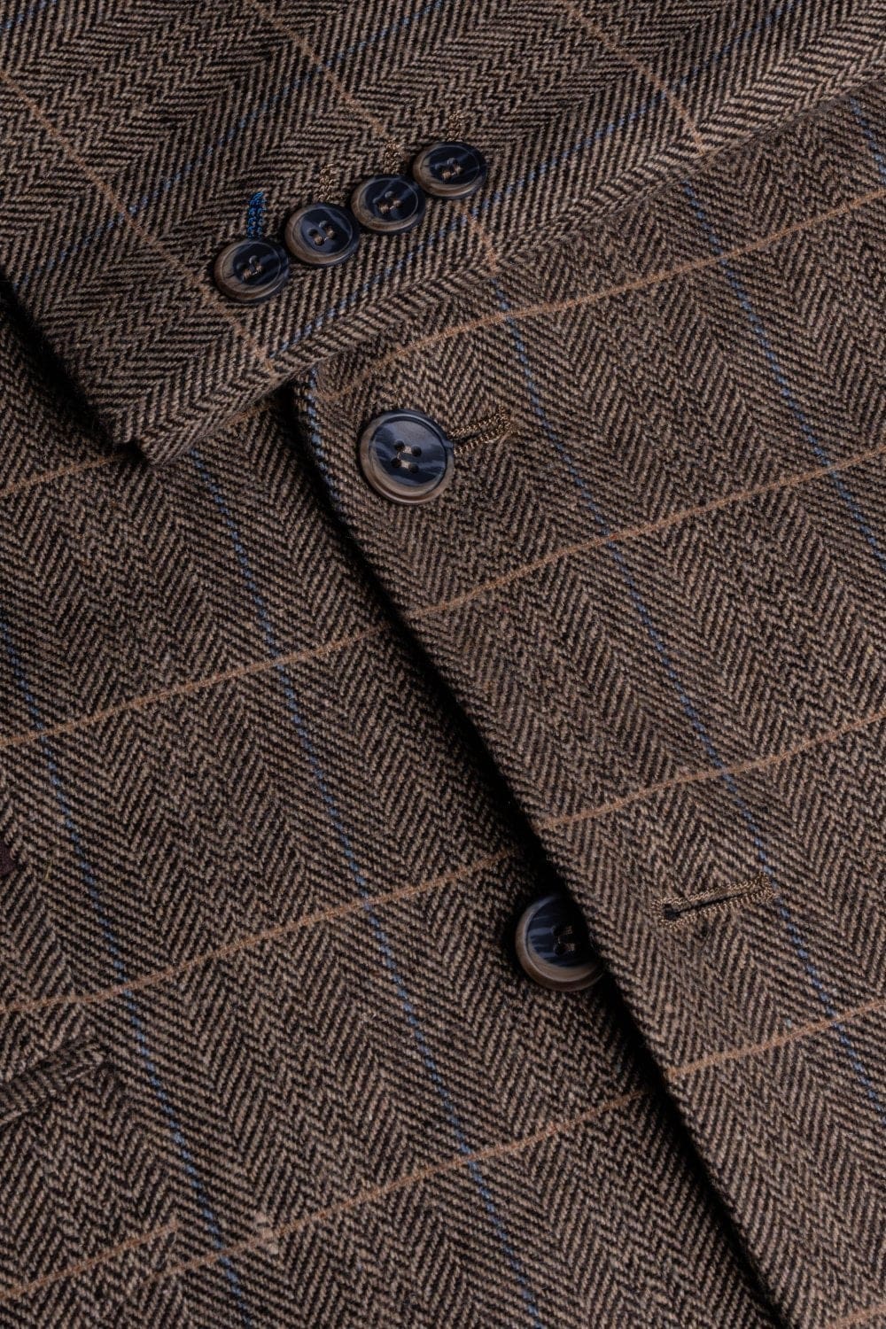 Cavani Albert Men's Brown Slim Fit Tweed Style Jacket - Classic Vintage Blazer for Business, Office, and Formal Occasions