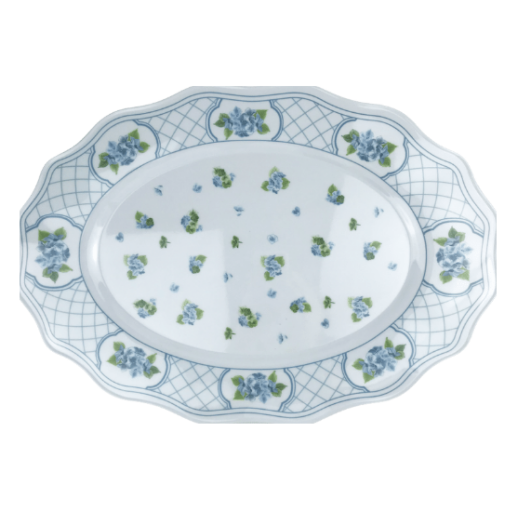 Blue Hydrangea Melamine Dinnerware Set - 16-Piece Shatterproof Outdoor Dinnerware Collection for Picnics, Camping & Pool Parties