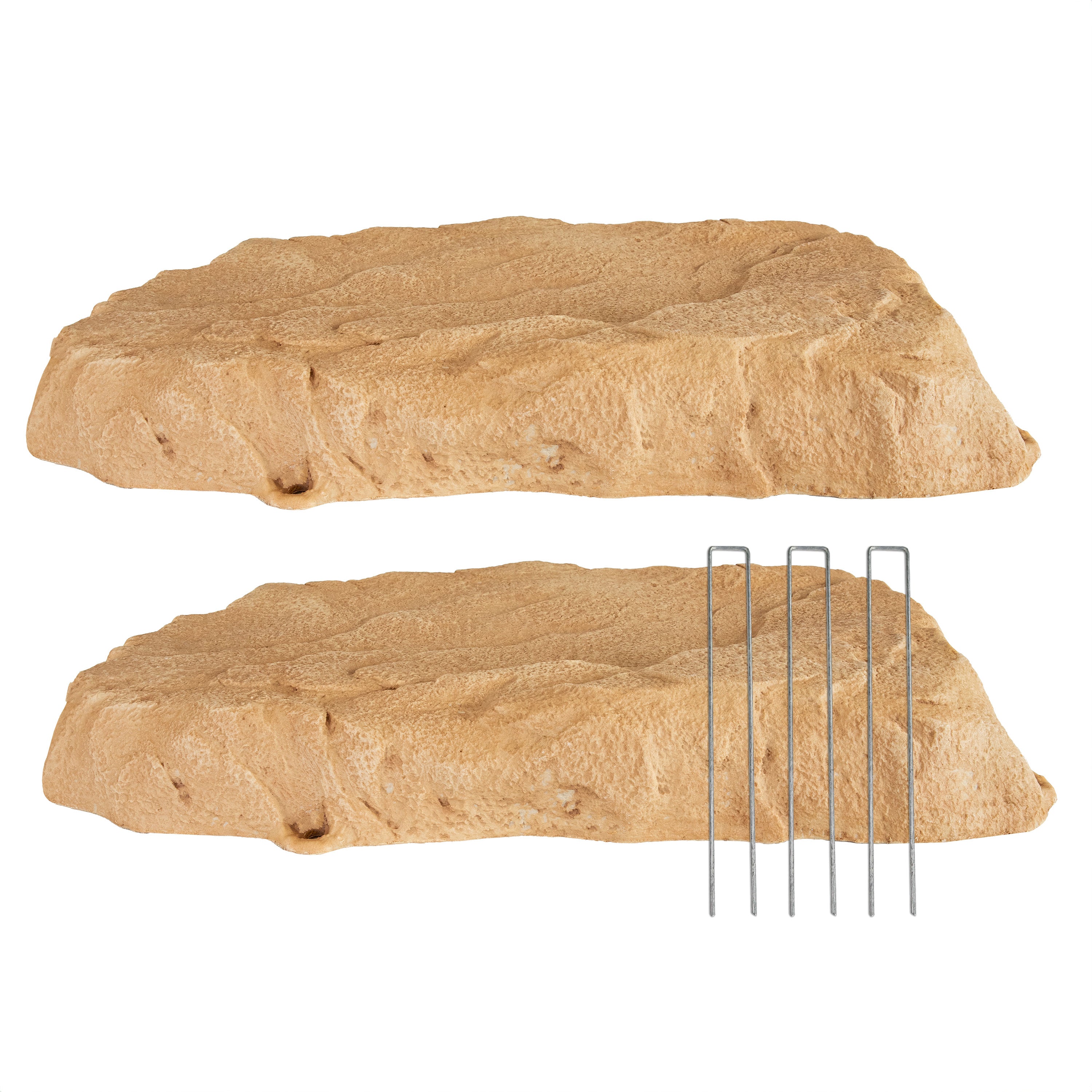 Sunnydaze Flat Artificial Landscape Rock Cover with Stakes - Durable Outdoor Decorative Rock Mat for Garden, Yard & Pool Areas - Perfect for Landscaping, Hiding Wires & Enhancing Aesthetics