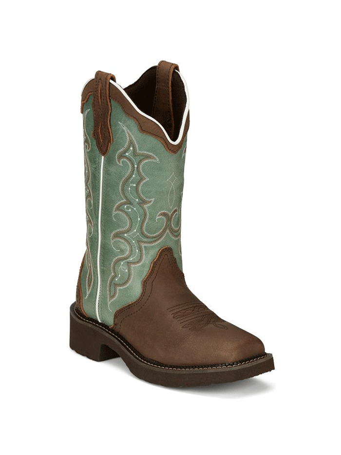 Justin GY2904 Women's RAYA Distressed Brown Water Buffalo Western Boots - Perfect for Country Dancing, Rodeos & Western Fashion