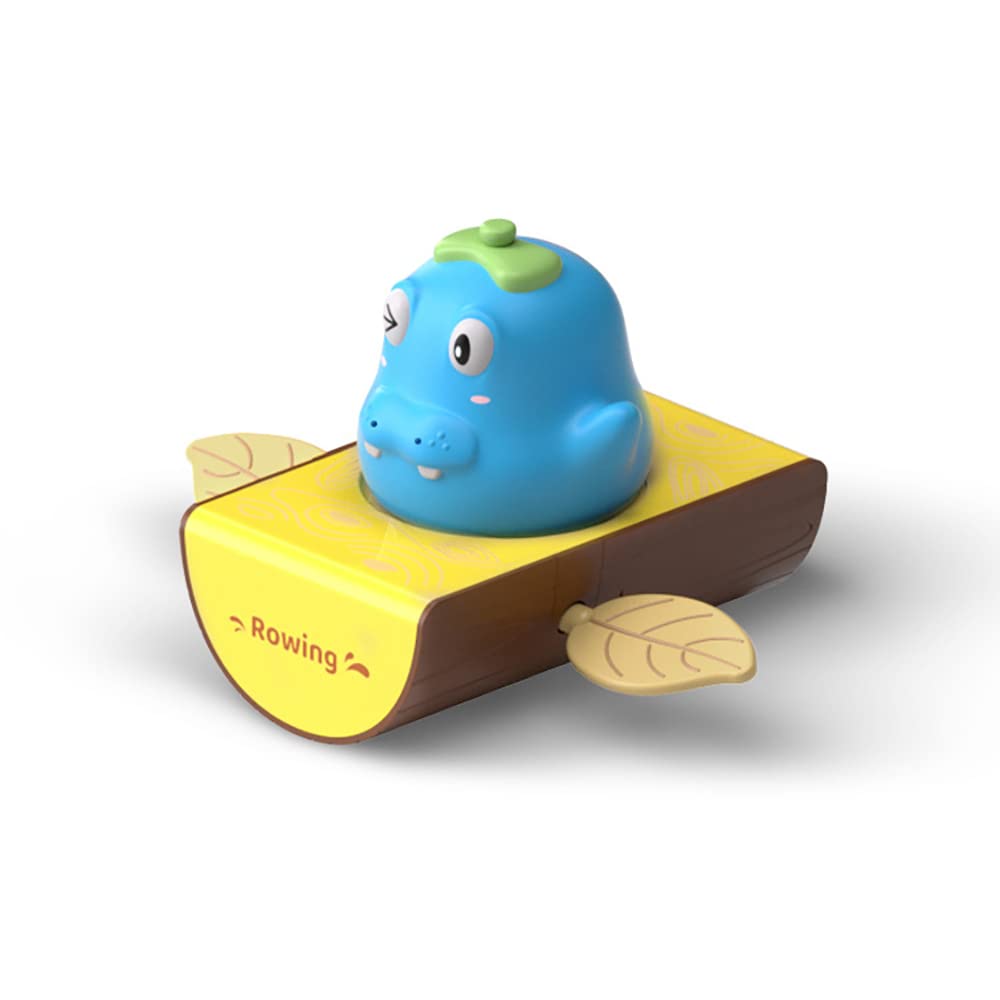 Wind-Up Raft Bath Toy for Kids - Blue Hippo Swimming & Rowing Bathtub Toy with Water Spray Fun - Perfect for Toddler Bath Time, Pool Play & Water Adventure Activities