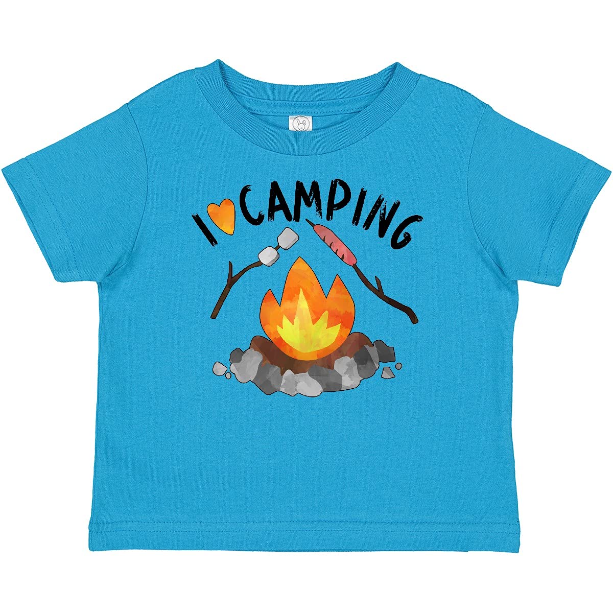Inktastic I Love Camping Baby T-Shirt with Campfire, Hot Dog & Marshmallows Design - Perfect for Outdoor Adventures, Family Trips & Camping Enthusiasts