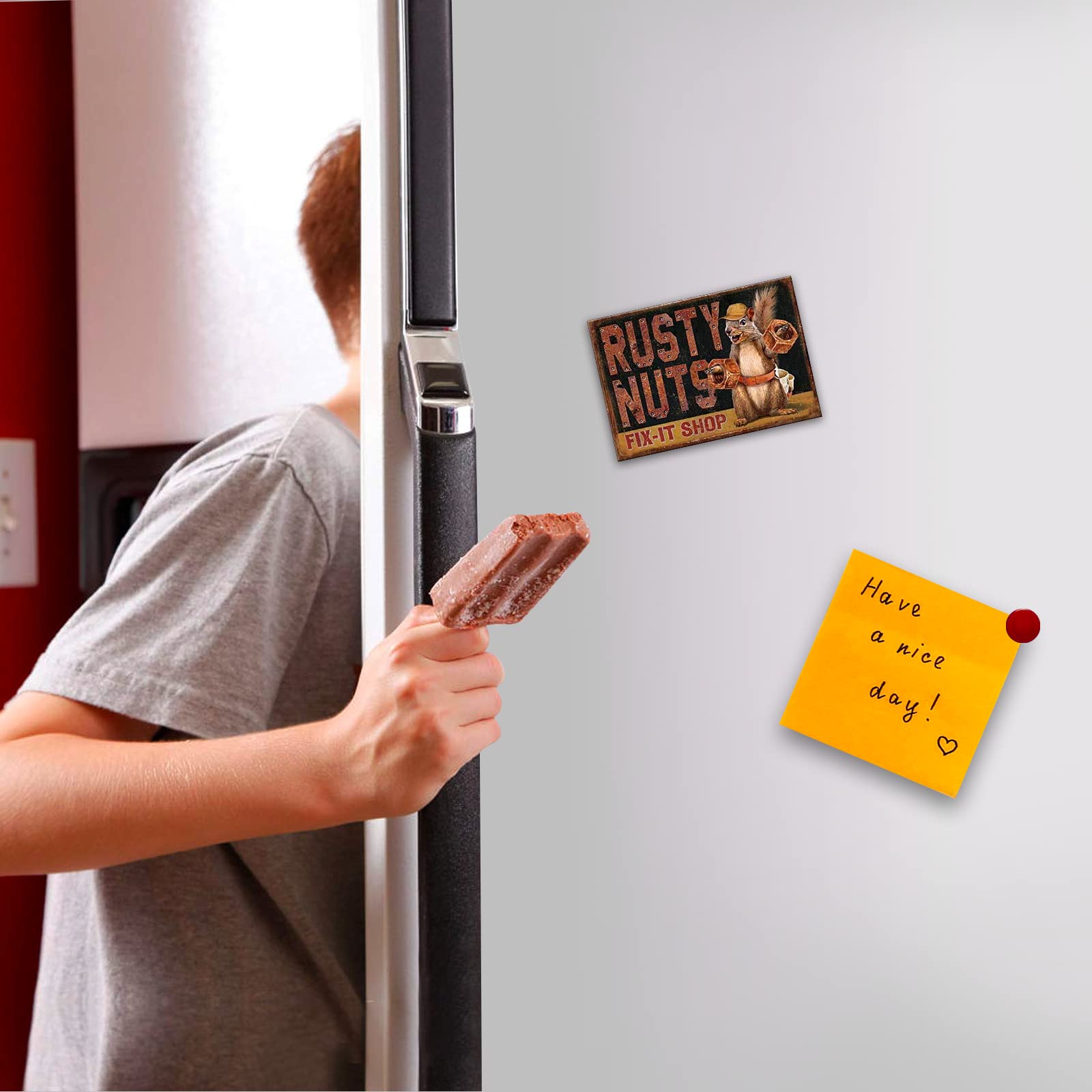 Funny Rusty Nuts Garage Refrigerator Magnet - Novelty Office & Home Decor - USA Made - Perfect for Fridge, Lockers & Workspaces