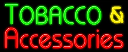 Vintage Neon Glass Sign for Tobacco & Accessories - Handcrafted in USA | Perfect for Bar, Lounge, or Man Cave Decor