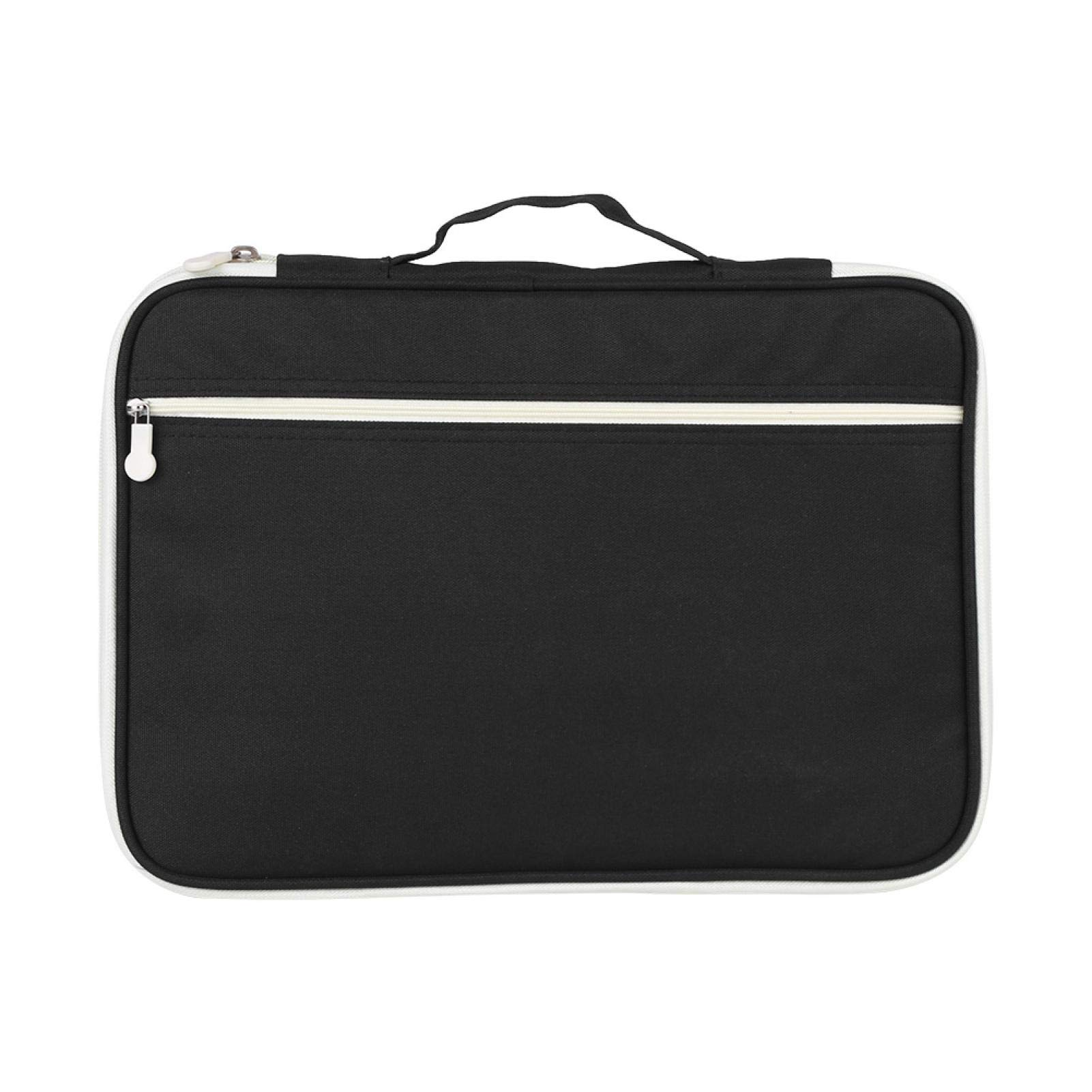 A4 Zippered File Storage Bags - 5 Color Options for Documents, Notebooks & Computer Accessories | Waterproof Portfolio Organizer for Office, School & Travel (Black)