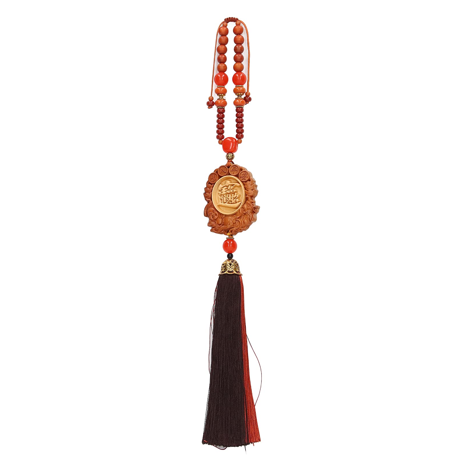 Minifinker Wooden Buddha Car Pendant - Exquisite Yellow Hanging Ornament for Auto Decor, Spiritual Gift & Good Luck Charm | Perfect for Dashboards, Rearview Mirrors & Meditation Spaces