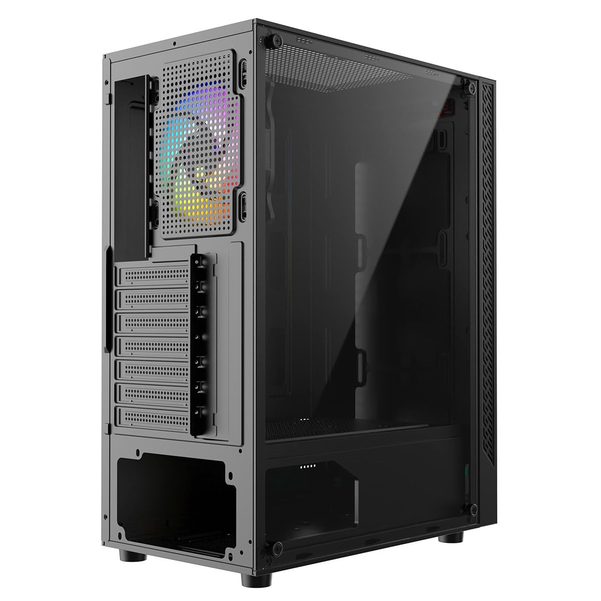 ionz KZ08 V3 Mid Tower PC Gaming Case - ATX/Micro-ATX Compatible with Tempered Glass & 1x FRGB Fan (Black) - Perfect for Gaming Rigs, Workstations & Custom PC Builds