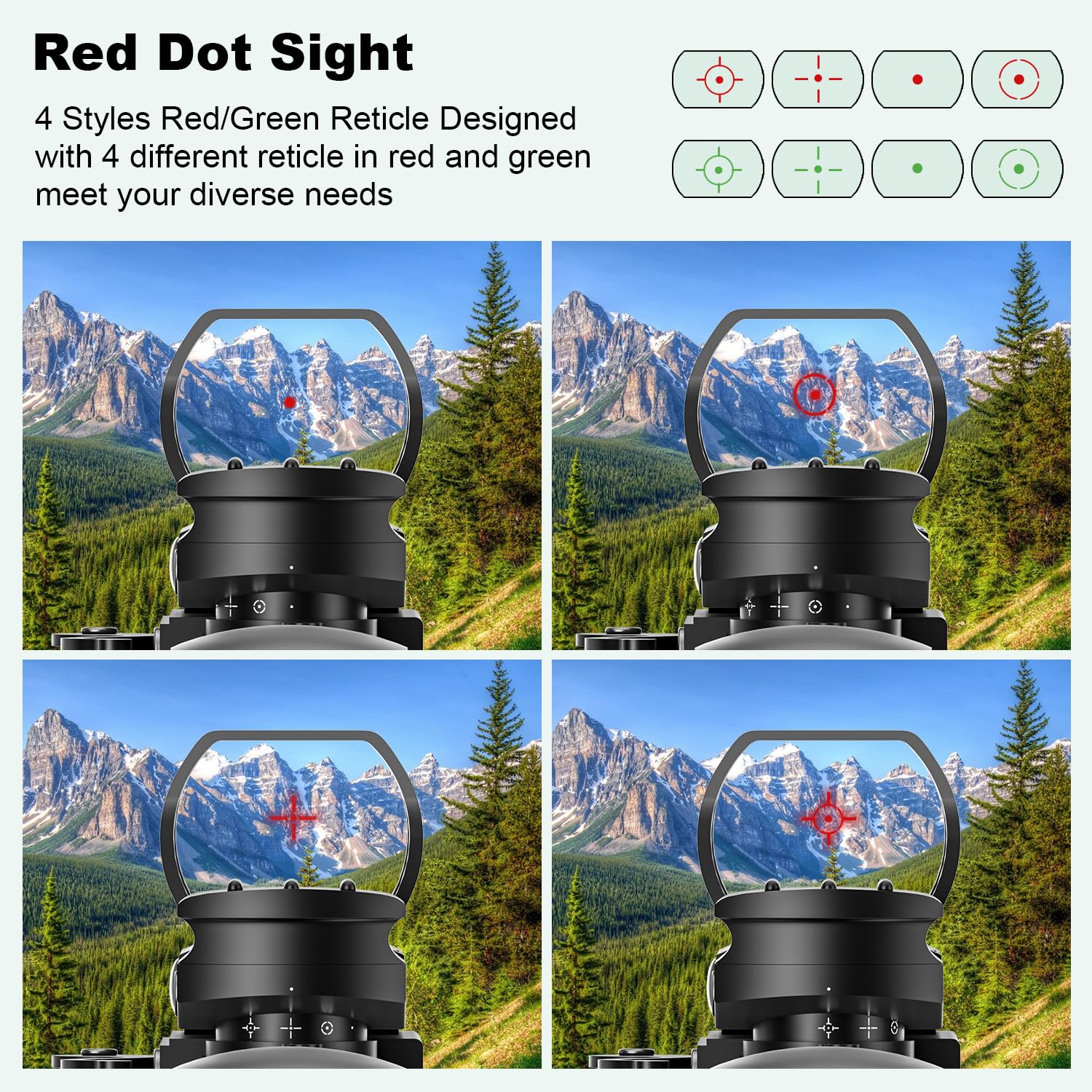 4-16x50 AO Rifle Scope Combo with Red/Green Dual Illuminated Optics, Tail Switch Green Laser Sight & 4 Reticle Red/Green Dot Sight - Includes Rail Mount & 5 Mode Flashlight for Hunting, Tactical Shooting and Outdoor Adventures
