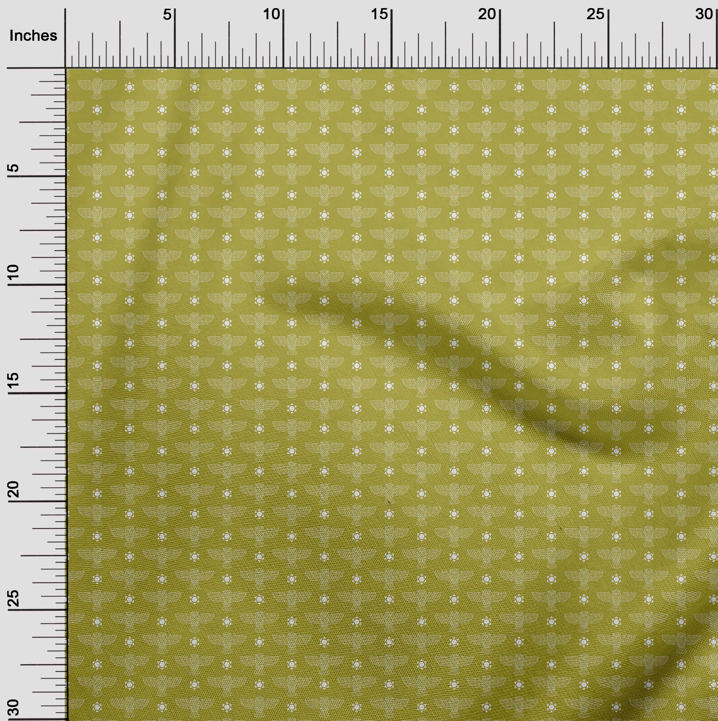 oneOone Velvet Yellow Fabric Owl Print - 58 Inch Wide Sewing Material by The Yard for DIY Clothing, Crafts & Home Decor | Perfect for Dresses, Pillows & Quilting Projects