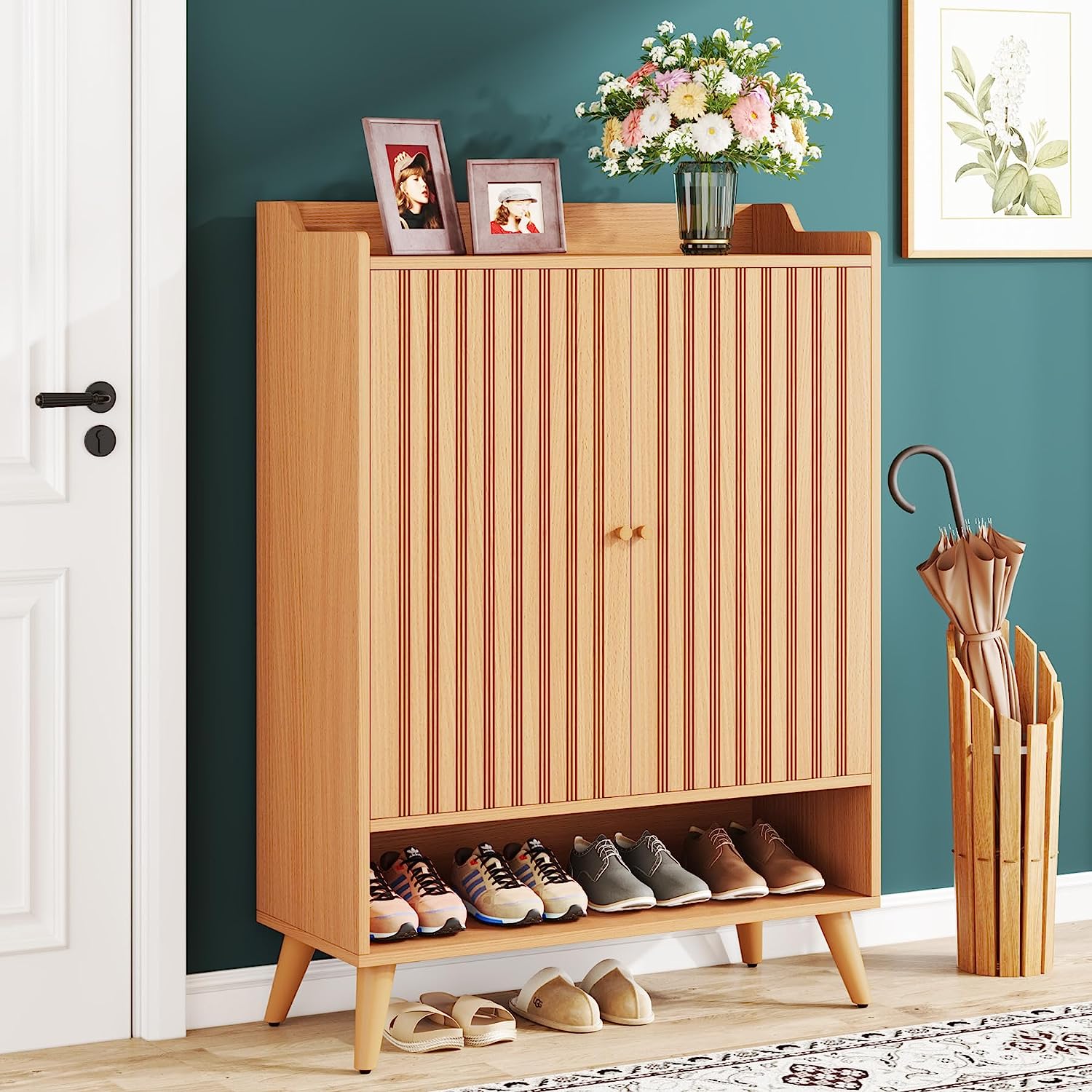 Solid Wood Shoe Rack with Adjustable Shelves & Open Storage - Perfect for Entryway, Closet & Mudroom Organization