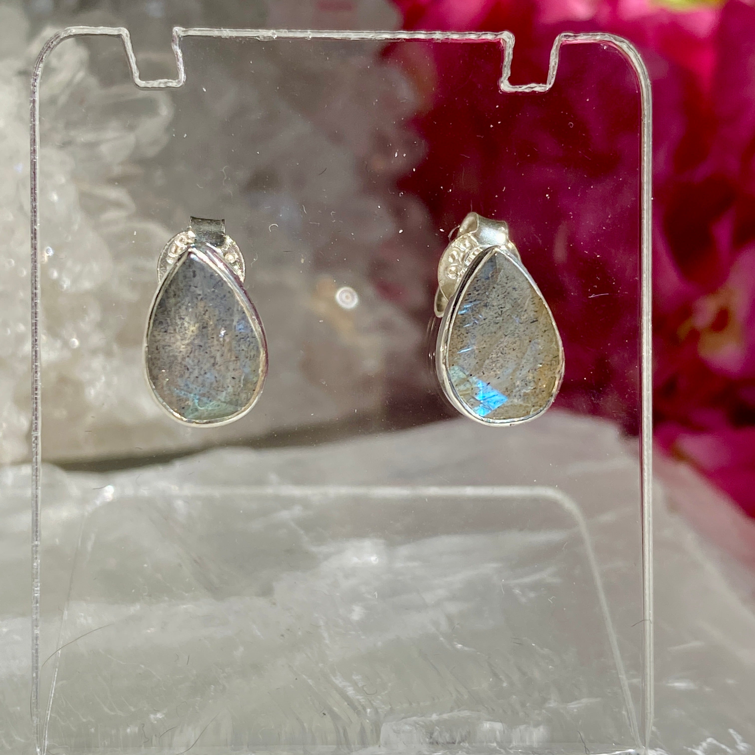 Labradorite Faceted Teardrop Stud Earrings for Women - KEGJ1060 | Elegant Gemstone Jewelry for Daily Wear & Special Occasions