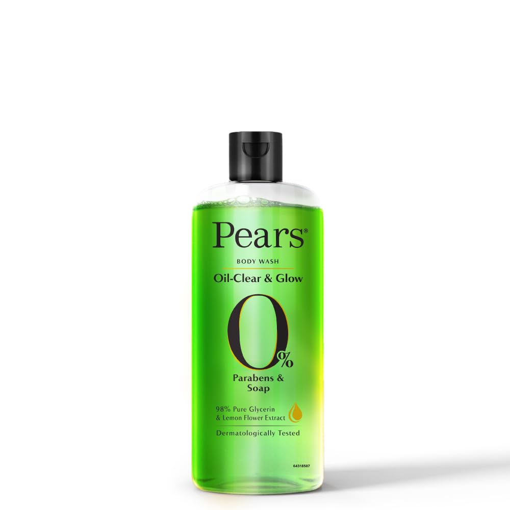 Pears Oil Clear & Glow Shower Gel - 98% Glycerin, Soap Free & Paraben Free Body Wash (250ml) for Soft, Hydrated Skin | Perfect for Daily Shower & Post-Workout Refreshment