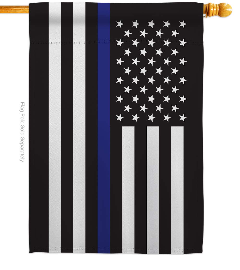 Americana Home & Garden H140914-BO 28x40 Inch Thin Blue Line & Armed Forces Double-Sided House Flag - Patriotic Yard Decoration for Police Support, Military Appreciation, Garden & Outdoor Display