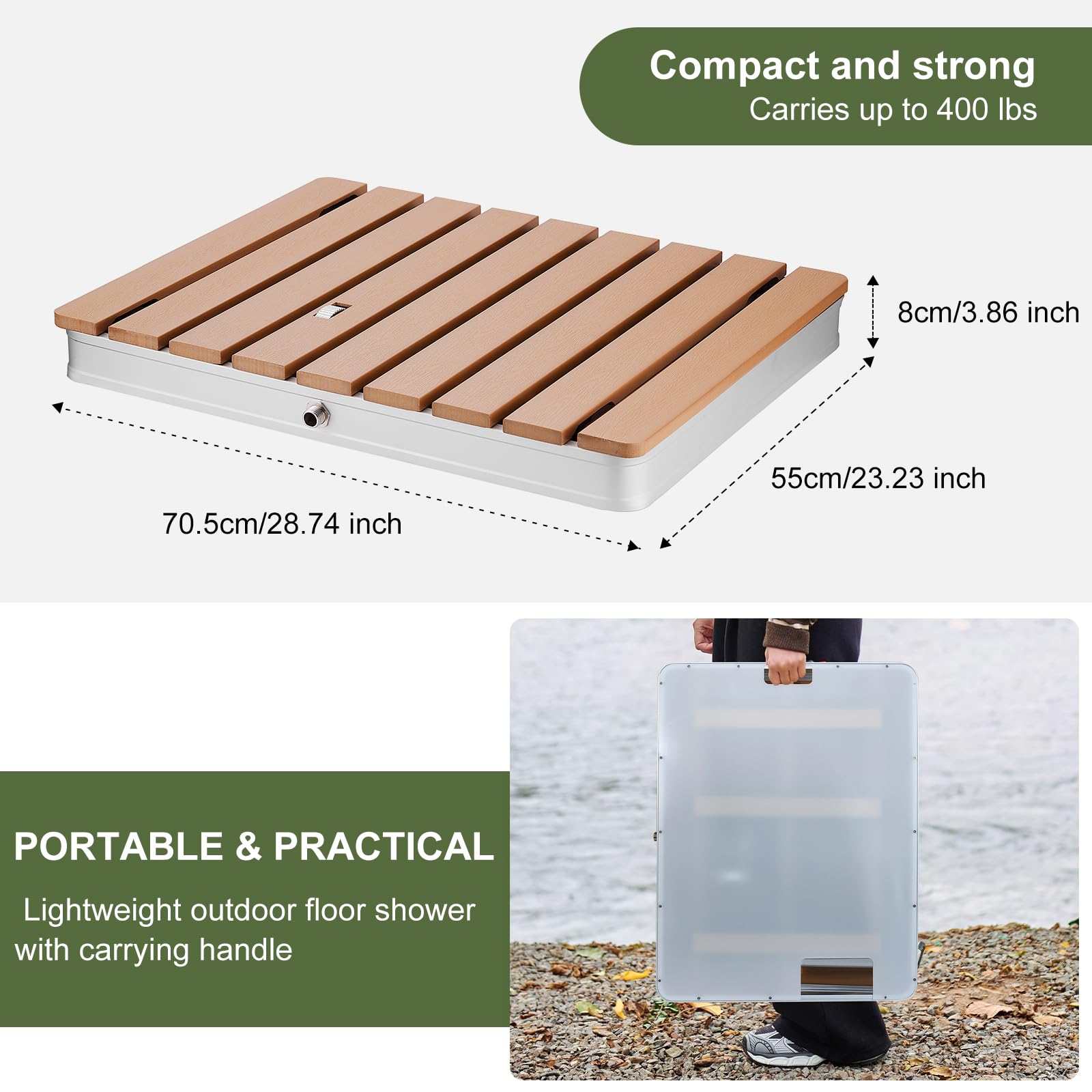 **Portable Outdoor Shower for Pool, Garden & Camping - Adjustable Height & Water Flow with Foot Wheel - Non-Slip Sauna & Water Play Shower for Adults & Kids (28” x 22”) - Perfect for Backyard, Beach & RV Trips**