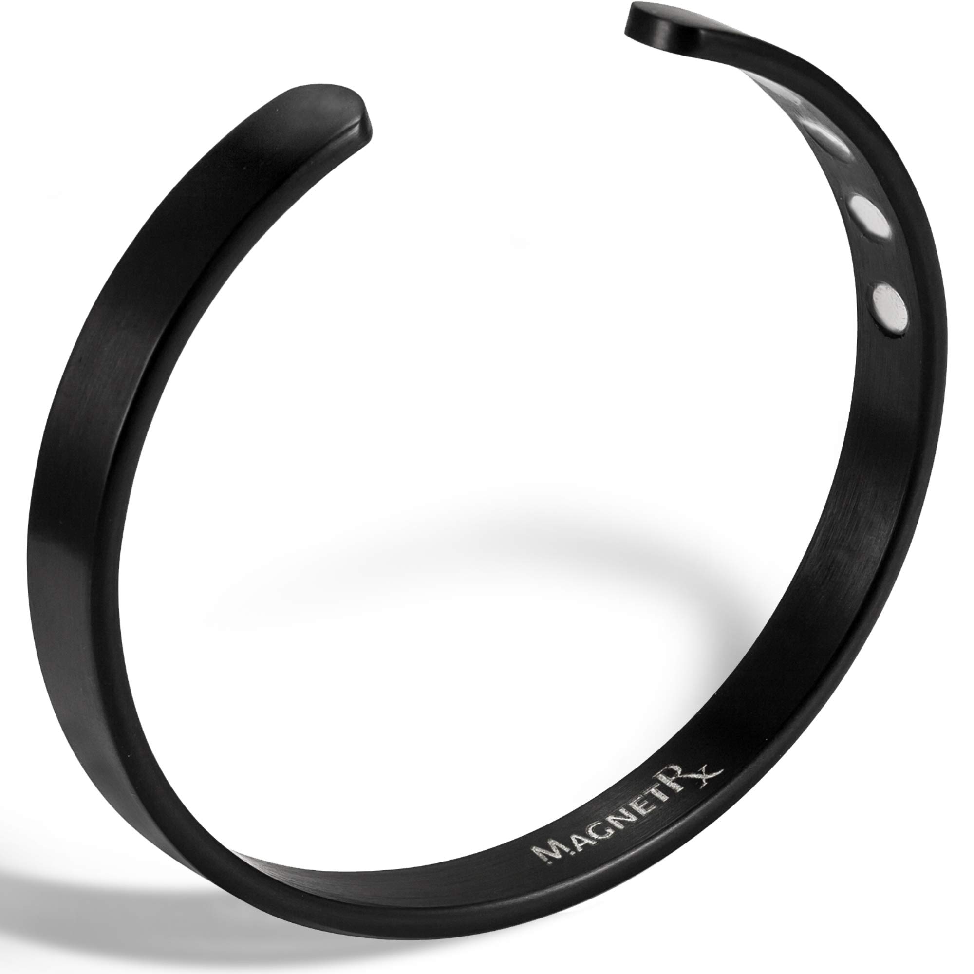 MagnetRX® Magnetic Bracelets for Men - Stylish Bangle for Golf, Tennis & Elbow Pain Relief, Improved Balance & Wellness - Adjustable Cuff Magnetic Bracelet (Black | Medium) - Perfect for Sports, Work & Daily Wear