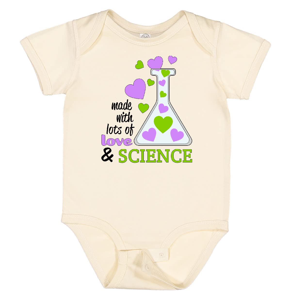 Inktastic Made with Lots Of Love and Science Heart Bubbles Baby Bodysuit - Soft & Cute Onesie for Infants, Perfect for Newborn Photos, Baby Showers & Everyday Wear