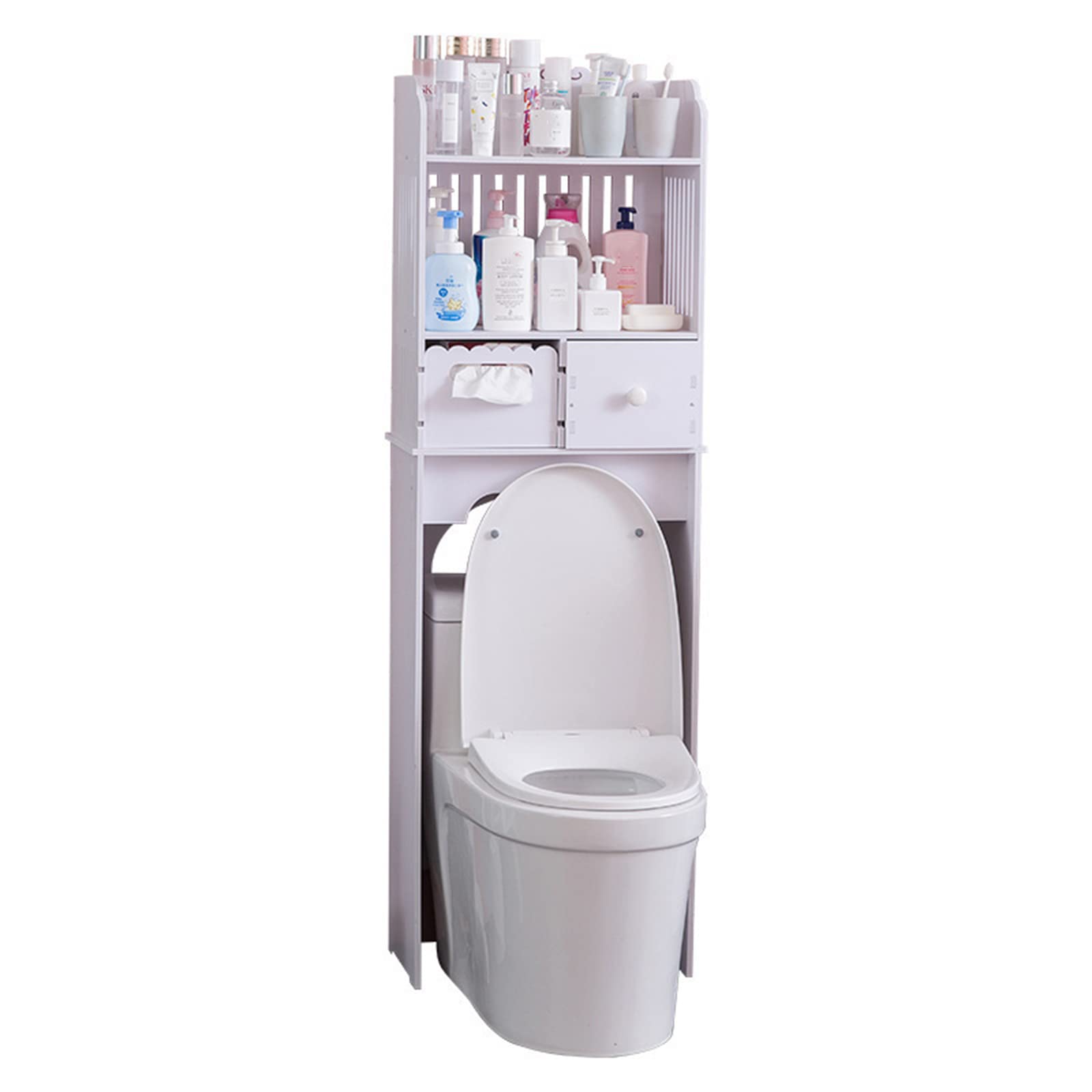 Over-the-Toilet Storage Shelf - Freestanding Wooden Bathroom Organizer Cabinet for Bathroom, Kitchen, Balcony | Space-Saving Home Organization Solution for Small Spaces