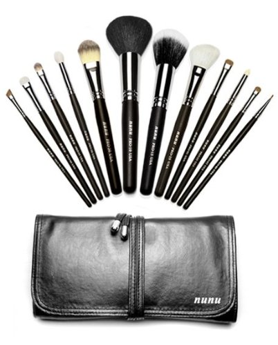NUNU Professional 12-Piece Makeup Brush Set with Luxury Travel Case - Perfect for Makeup Artists & Beauty Enthusiasts | Home Use, Travel & Professional Makeup Application