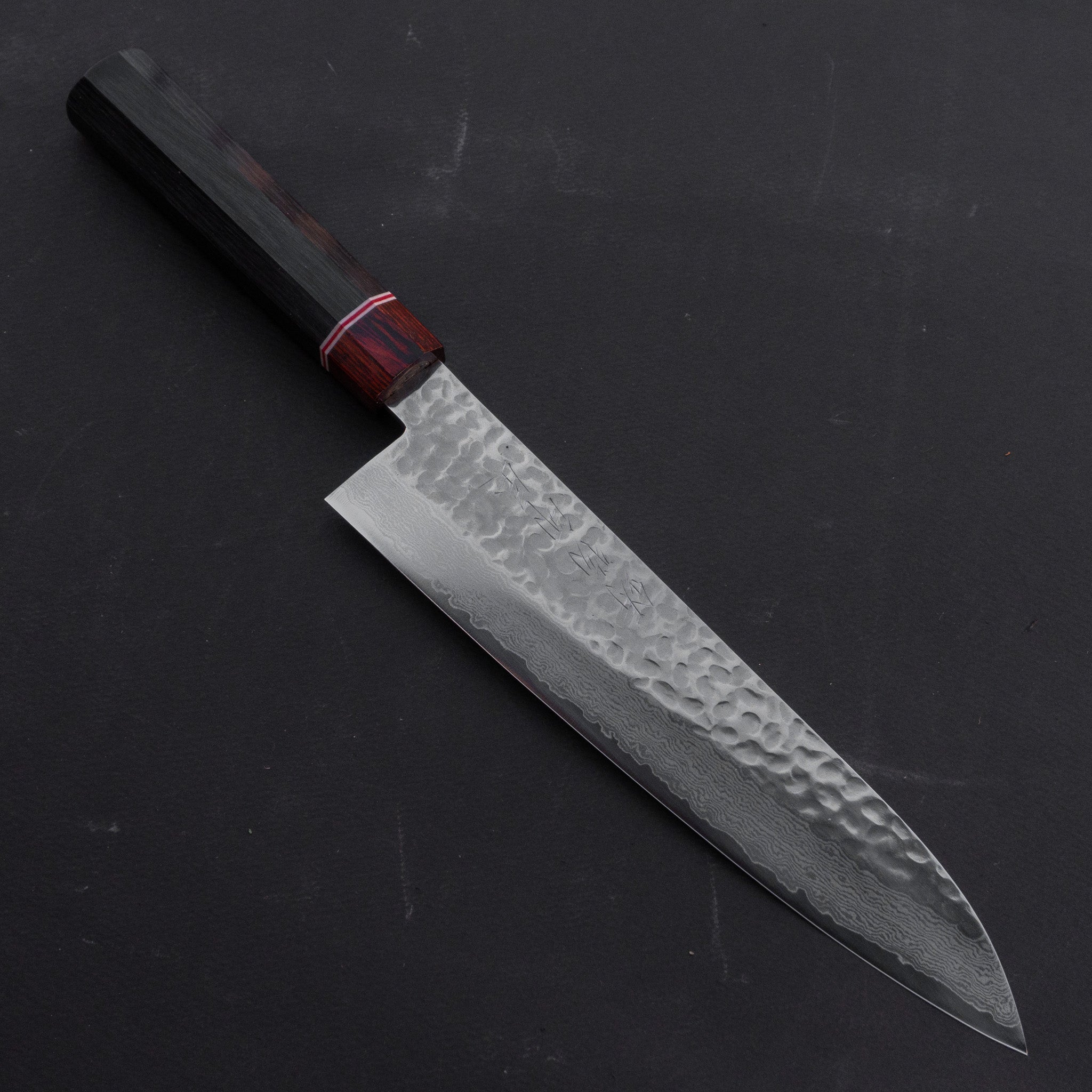 Hitohira Imojiya ST Tsuchime Damascus Gyuto 210mm Japanese Chef Knife with Pakka Wood Wa Handle - Perfect for Sushi, Meat Cutting & Professional Kitchen Use