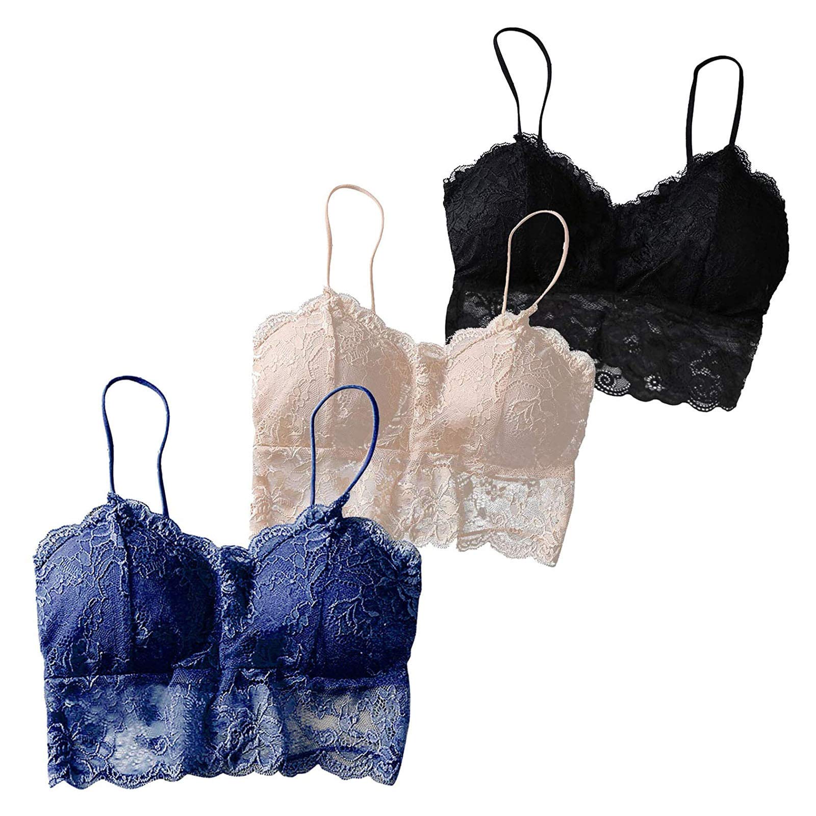 3Pc Women's Sexy Lace Criss Cross Bandeau Vest with Chest Pad - Sports Underwear & Flannel Nightgown Set for Sleepwear, Lounge & Intimate Moments
