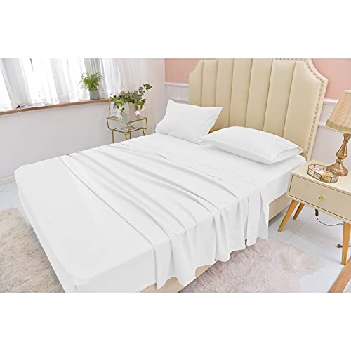 Luxury 100% Giza Egyptian Cotton King Size Sheet Set - 4 Piece Deep Pocket Bed Sheets for King Bed - Ultra Soft & Breathable White Bedding - Perfect for Master Bedroom, Guest Room & Hotel Use