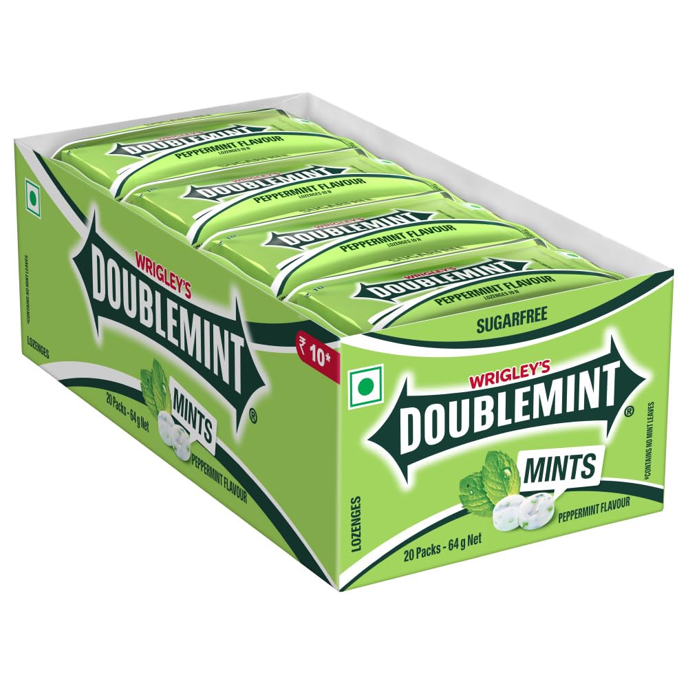 Doublemint Sugarfree Peppermint Chewing Gum - 20 Sleeves per Box (64g) | Instant Fresh Breath Mints | Portable & Convenient for Travel, Office & On-the-Go Freshness