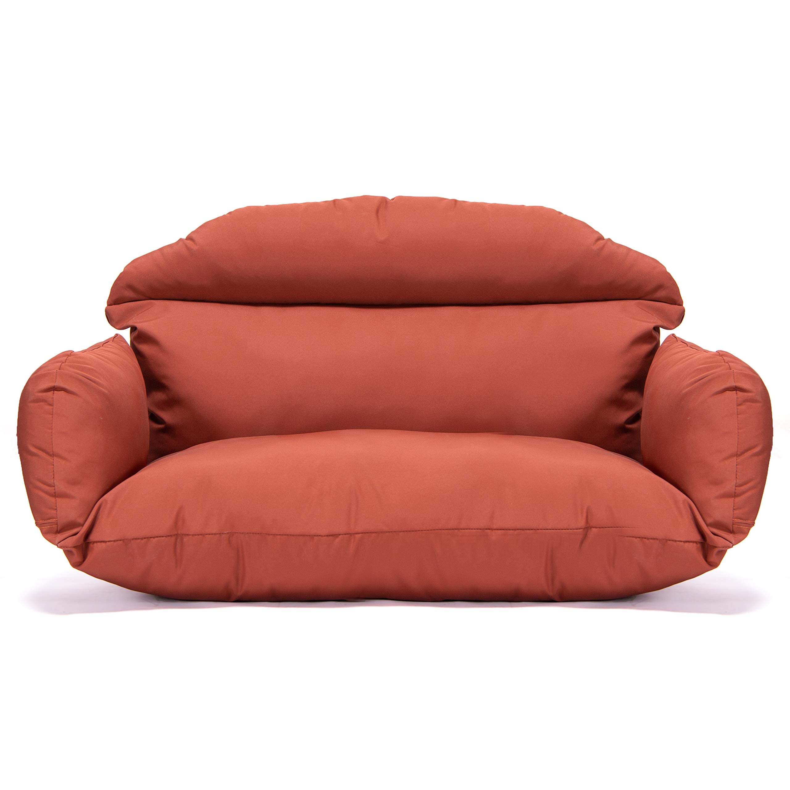 LeisureMod 2-Person Hanging Egg Chair Cushion - Quick-Dry Weather-Resistant Outdoor Seat Pad with Soft Cotton Filling, Machine Washable Dark Orange - Perfect for Patio, Garden, Poolside & Backyard Relaxation